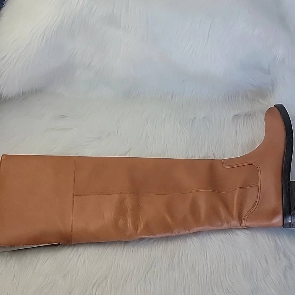 J.CREW‎ Tan Leather Over-The-Knee Fold Over Preppy Western Equestrian Boots 8.5